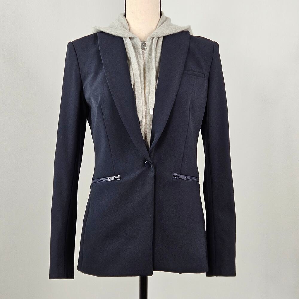 Veronica Beard Navy Scuba‎ Jacket Cashmere Dickey | Women's 4 | MINOR FLAWS